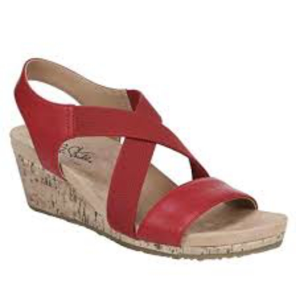 Life Stride Mexico  Red Sandals with Crisscross Straps Sz 6.5 Wide - Picture 1 of 3